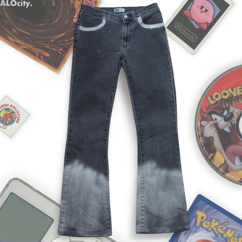 Holiday Studio Grey Y2K Bleach Washed Skinny Flared Jeans 28 Waist